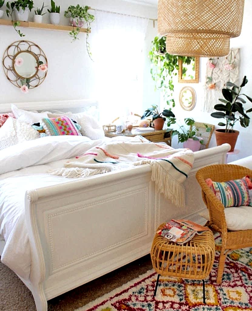 colorful bohemian home, bohemian style bedroom