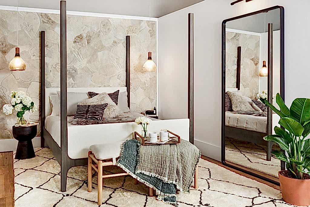 Bedroom designed by designer Ayesha Curry for Small/Cool Experience for Apartment Therapy